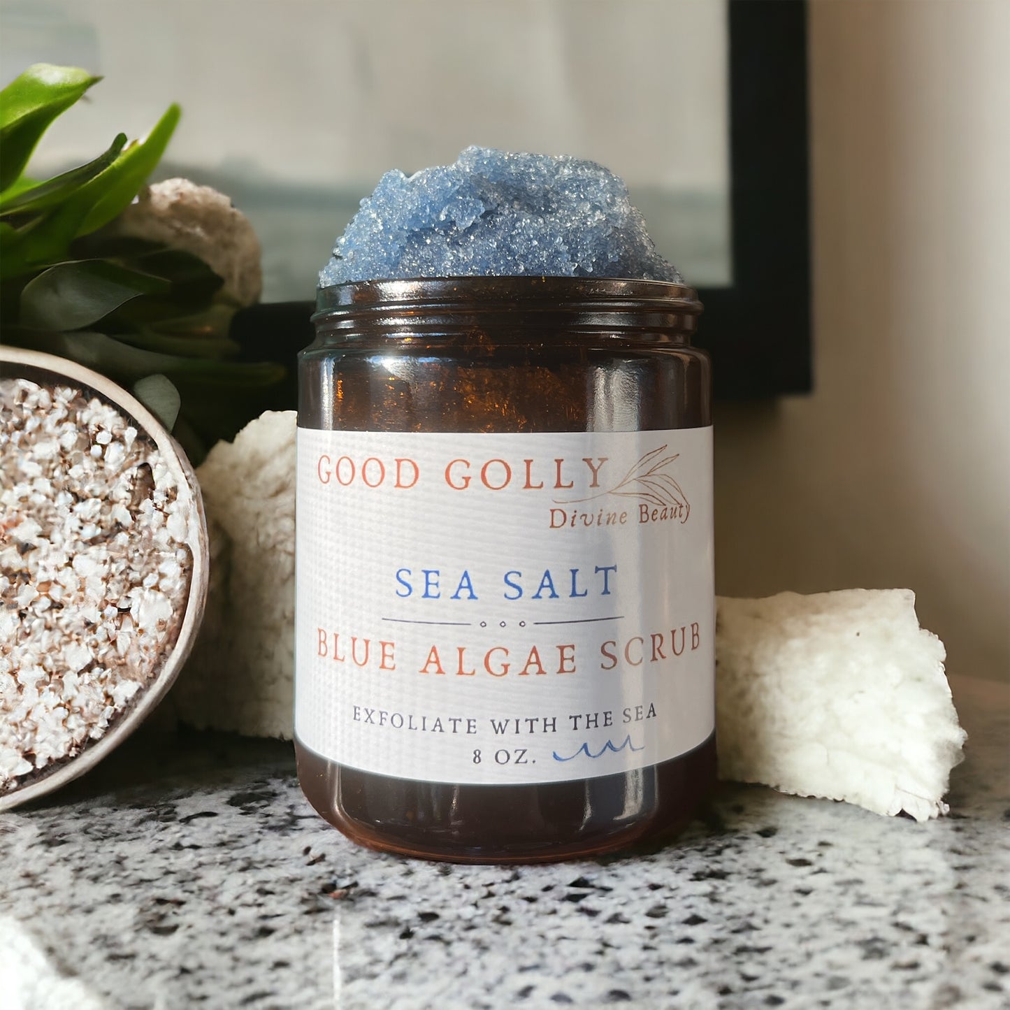 Sea salt blue algae body scrub | exfoliating | blue spirulina | organic body scrub