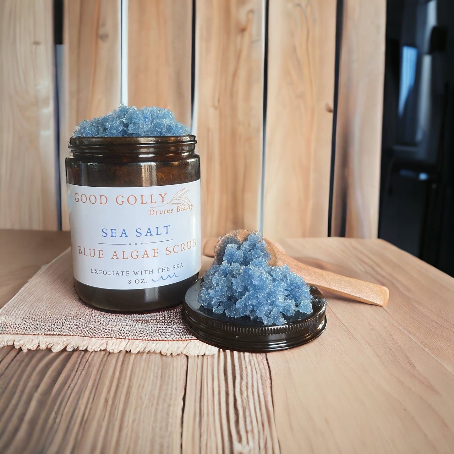 Sea salt blue algae body scrub | exfoliating | blue spirulina | organic body scrub