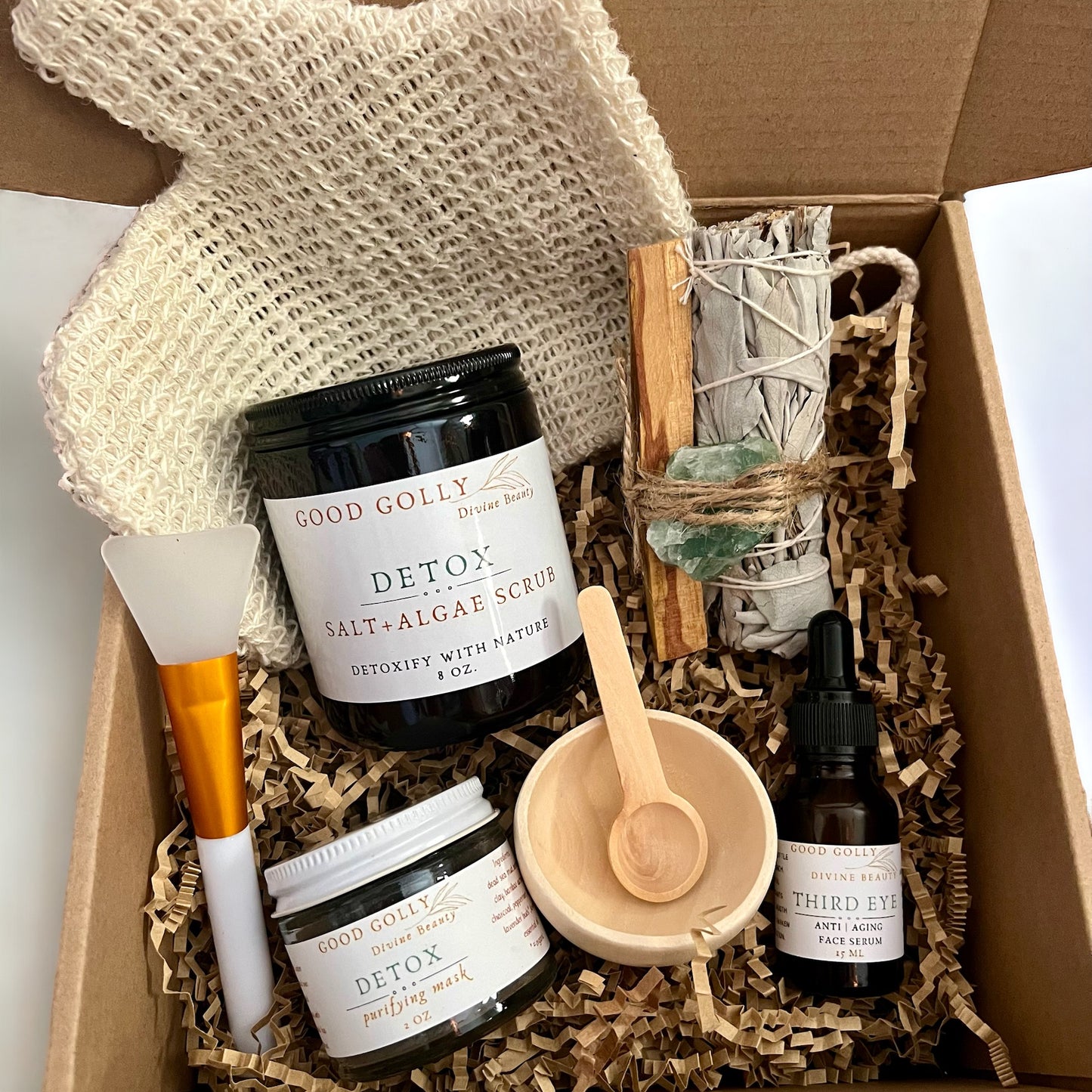 Detox kit | purifying gift box | all natural skincare | cleansing | organic face serum | smudge kit | sage bundle